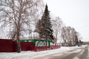 Several village houses on the outskirts of Tyumen, Russia