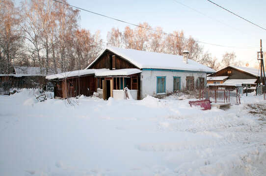 Several village houses on the outskirts of Tyumen, Russia