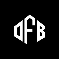 OFB letter logo design with polygon shape. OFB polygon and cube shape logo design. OFB hexagon vector logo template white and black colors. OFB monogram, business and real estate logo.