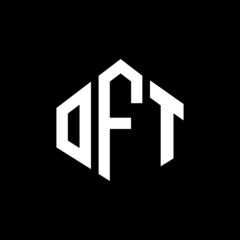OFT letter logo design with polygon shape. OFT polygon and cube shape logo design. OFT hexagon vector logo template white and black colors. OFT monogram, business and real estate logo.