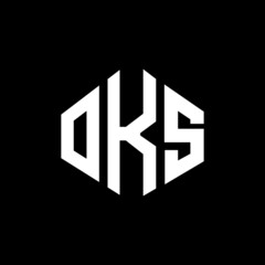 OKS letter logo design with polygon shape. OKS polygon and cube shape logo design. OKS hexagon vector logo template white and black colors. OKS monogram, business and real estate logo.