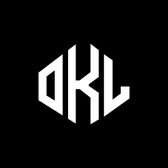 OKL letter logo design with polygon shape. OKL polygon and cube shape logo design. OKL hexagon vector logo template white and black colors. OKL monogram, business and real estate logo.