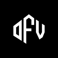 OFV letter logo design with polygon shape. OFV polygon and cube shape logo design. OFV hexagon vector logo template white and black colors. OFV monogram, business and real estate logo.