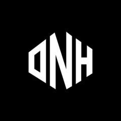 ONH letter logo design with polygon shape. ONH polygon and cube shape logo design. ONH hexagon vector logo template white and black colors. ONH monogram, business and real estate logo.