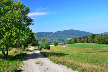 Rural summer landscape in Low Beskids, Poland