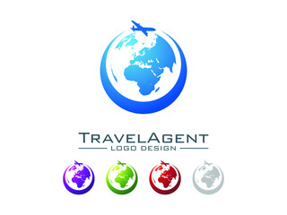 plane, travel, travel agency, palm, tree, beach, golf logo design. Vector illustration. EPS 10.eps