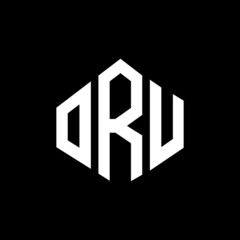 ORU letter logo design with polygon shape. ORU polygon and cube shape logo design. ORU hexagon vector logo template white and black colors. ORU monogram, business and real estate logo.