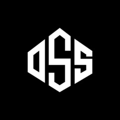 OSS letter logo design with polygon shape. OSS polygon and cube shape logo design. OSS hexagon vector logo template white and black colors. OSS monogram, business and real estate logo.