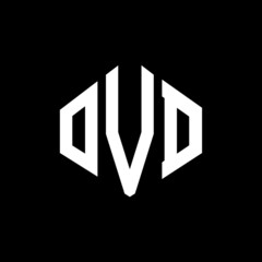 OVD letter logo design with polygon shape. OVD polygon and cube shape logo design. OVD hexagon vector logo template white and black colors. OVD monogram, business and real estate logo.