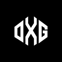 OXG letter logo design with polygon shape. OXG polygon and cube shape logo design. OXG hexagon vector logo template white and black colors. OXG monogram, business and real estate logo.