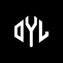 OYL letter logo design with polygon shape. OYL polygon and cube shape logo design. OYL hexagon vector logo template white and black colors. OYL monogram, business and real estate logo.