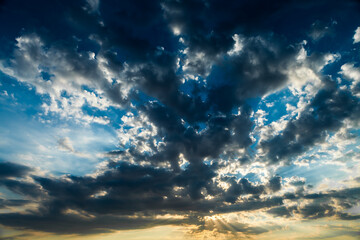 Obraz premium Blue sky and white clouds. sunset sky