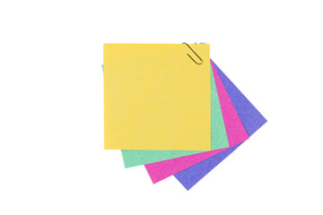 A sticker and a paper clip isolated on a white background