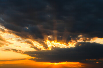 Blue sky and white clouds. sunset sky