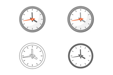 Clock vector illustration, clock icon outline