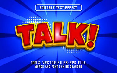 talk text effect cartoon style. smart object premium psd