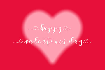 Happy Valentines Day greeting card or background. Text across centre of frame. Pink bokeh heart  
 against a red background. Copy space. Love and valentine concept