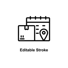 cargo delivery schedule icon designed in outline style with editable stroke in cargo delivery icon theme