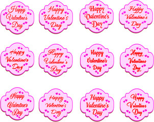Valentines Day greeting card template with typography text happy valentine`s day and red hearts. Vector illustration