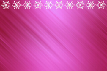 Winter pink rose red saturated bright gradient background with snowflakes top and with diagonal light stripes. Christmas, New Year card with copy space.