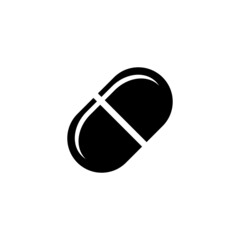 Gelatin Pill Drug, Antibiotic Capsule. Flat Vector Icon illustration. Simple black symbol on white background. Gelatin Pill Drug, Antibiotic Capsule sign design template for web and mobile UI element.