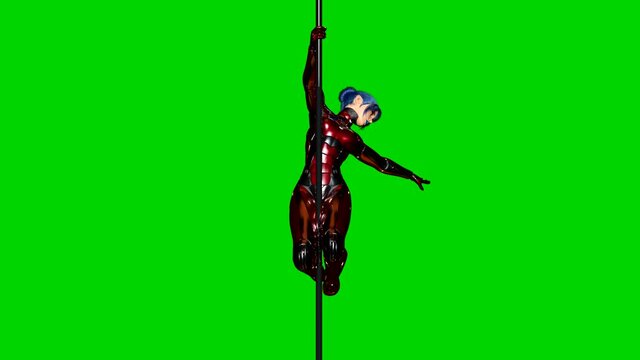 Vj Loop rotation of a SCI-Fi sexy girl on a pole.