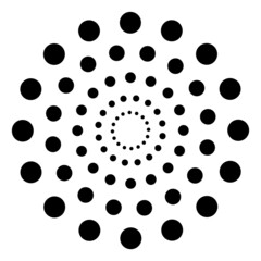 Circular polca dot pattern. Concentic round dot shapes