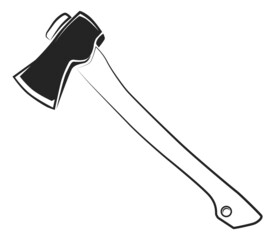 Axe icon. Wooden lumberjack hatchet. Carpenter tool