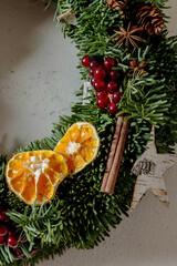 Christmas new year wreath. Wall decoration
