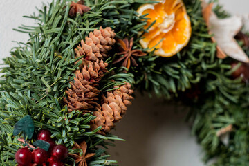 Christmas new year wreath. Wall decoration
