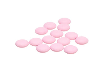 Obraz na płótnie Canvas pink pills isolated on white background