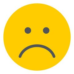 Sad emoticon. Unhappy face icon. Yellow flat emoji