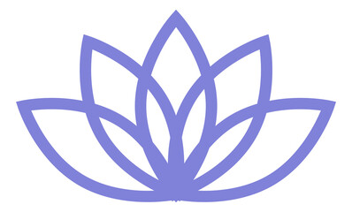 Lotus icon. Flower petals in linear style. Minimalistic logo