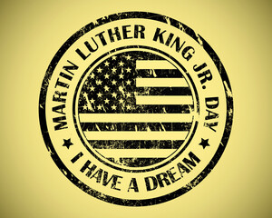 Martin Luther King Day. Stamp with the words 
