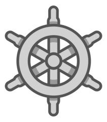 Obraz premium Ship steering wheel icon. Nautical course control symbol