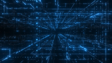Obraz premium Grid, corner structure from glow particles.
