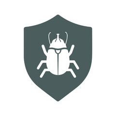 Antivirus, shield, virus icon. Gray vector graphics.