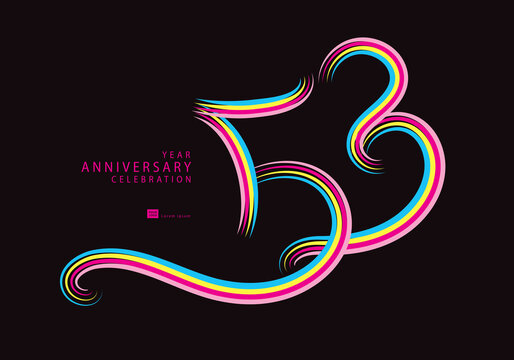 53 years anniversary celebration logotype colorful line vector, 53th birthday logo, 53 number, Banner template, vector design template elements for invitation card and poster. number design vector
