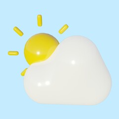 Weather - Cloud with Sun 3D Icon Rendered