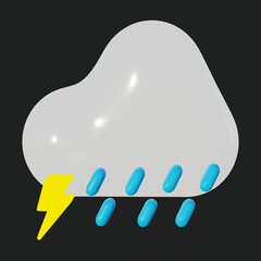 Weather - Cloud with Rain 3D Icon