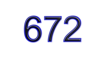 blue 672 number 3d effect white background