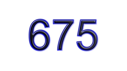 blue 675 number 3d effect white background