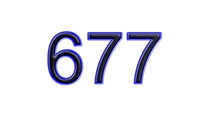 blue 677 number 3d effect white background