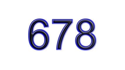 blue 678 number 3d effect white background