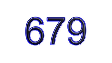 blue 679 number 3d effect white background