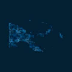 Papua New Guinea dotted glowing map. Shape of the country with blue bright bulbs. Vector illustration.