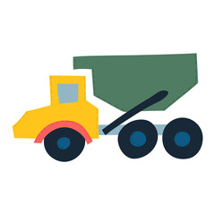 Cute Construction tractor with red and yellow details. funny car for fabric, textile and wallpaper design in scandinavian style