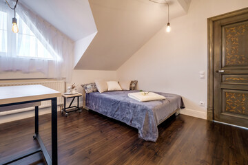 Fototapeta na wymiar interior of the modern luxure bedroom in studio apartments