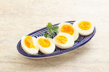 Boiled chicken egg for breakfast