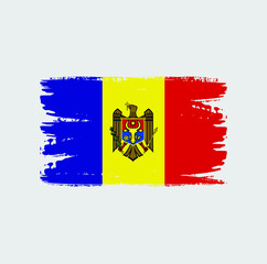 Moldova flag with brush stroke background